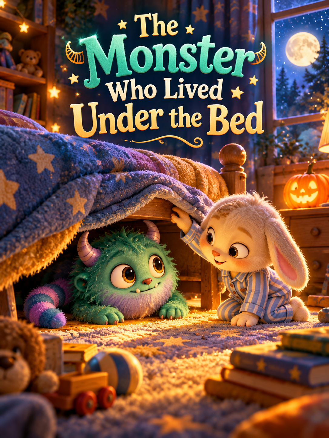 The Monster Who Lived Under the Bed — English story cover